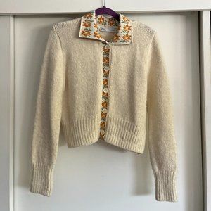 Zara Jaquard Floral Collar Chunky Cardigan